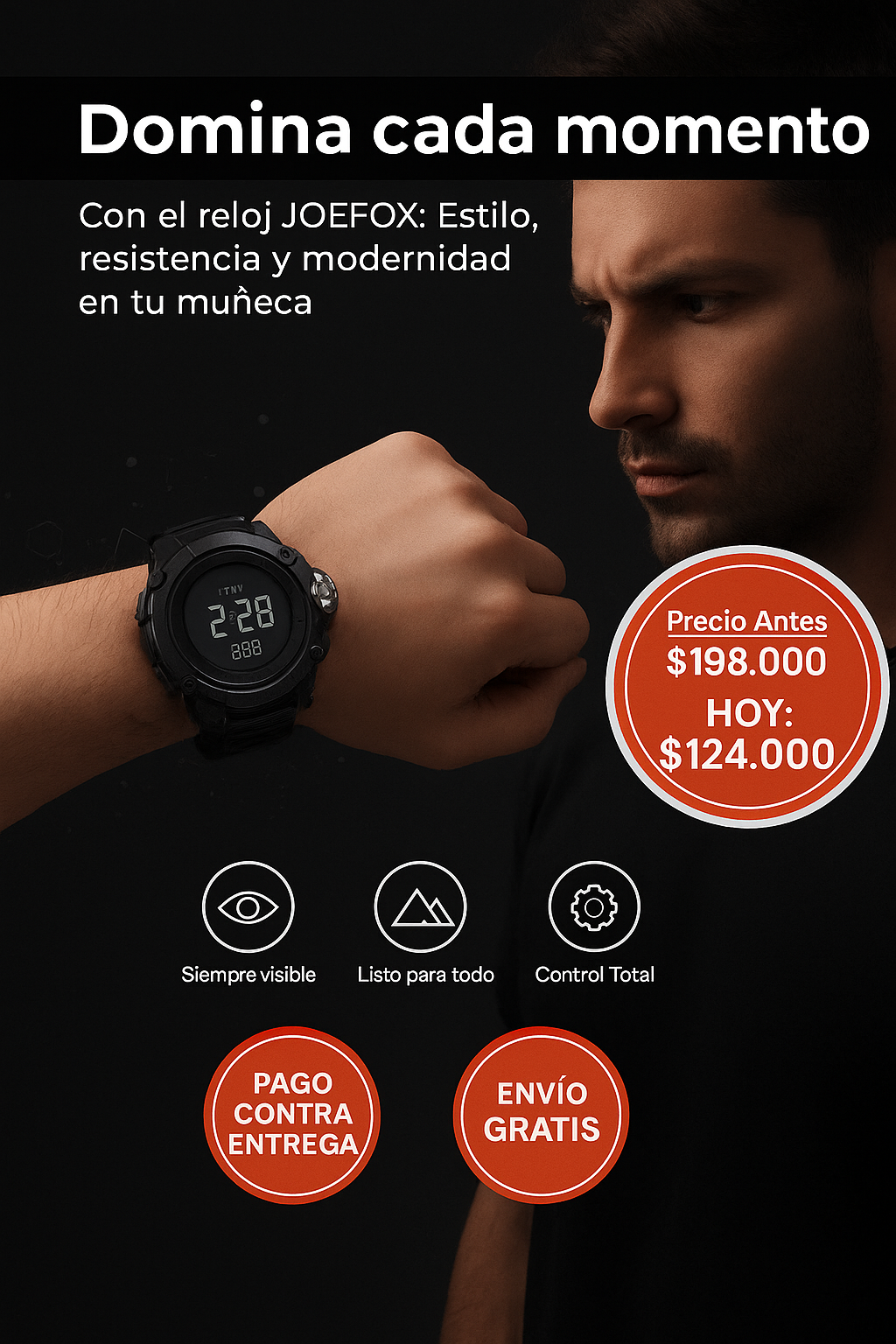 🔥JOEFOX 2324 RELOJ TÁCTICO PARA HOMBRE🔦⌚️